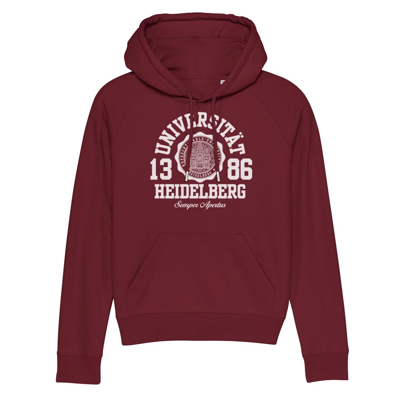 New Damen Organic Hooded Sweatshirt, burgundy, marshall