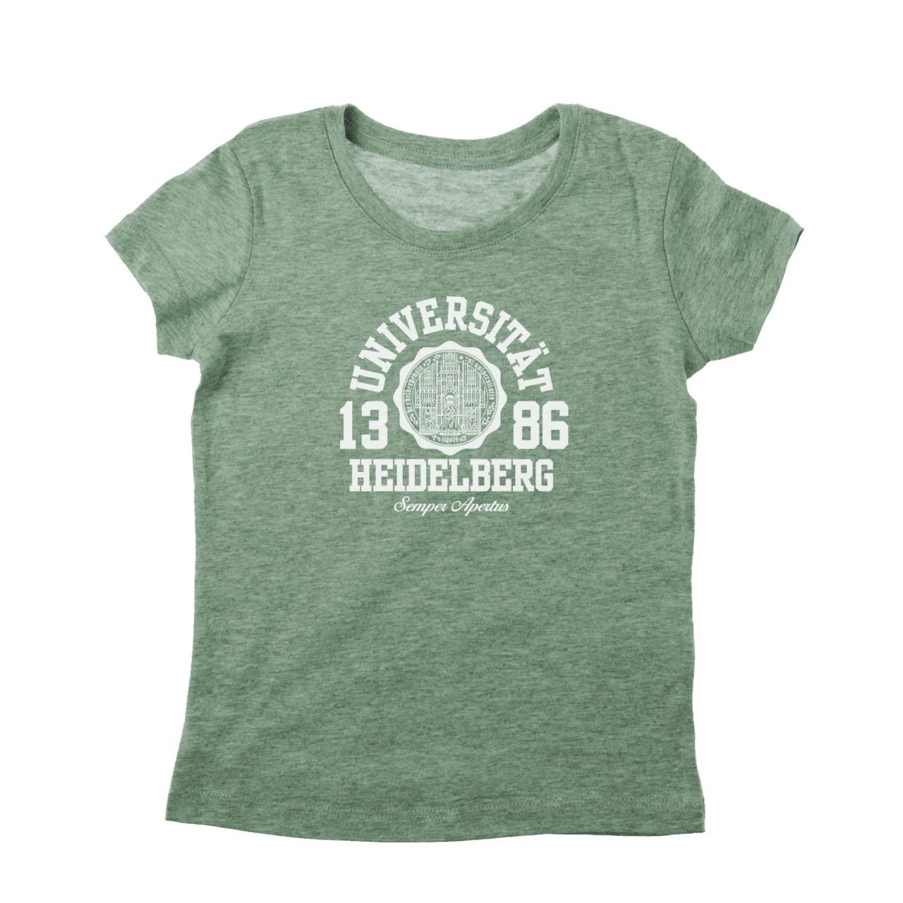 Girls Organic T-Shirt, heather green, marshall