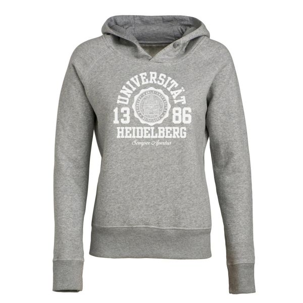 Damen Organic Hooded Sweatshirt, mid heather grey, marshall