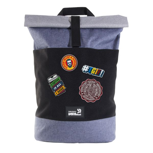 Roll Up Style Bag, heather grey / blue, Patch It