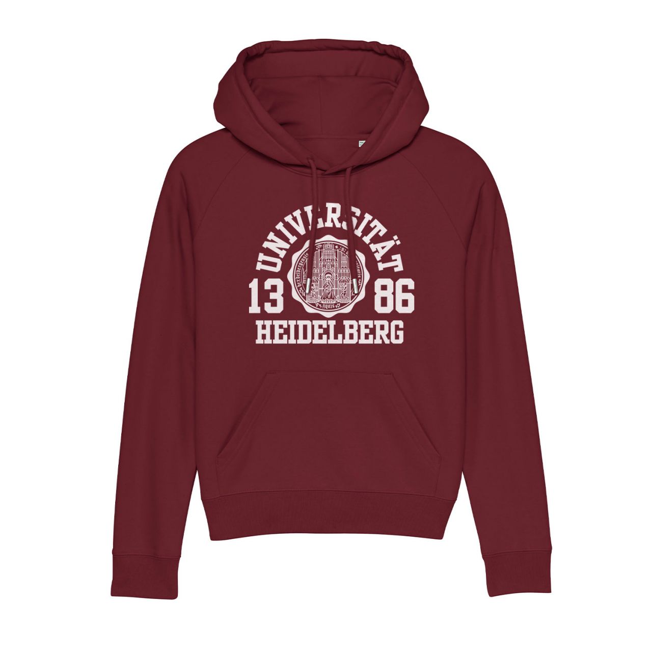 New Damen Organic Hooded Sweatshirt, burgundy, marshall