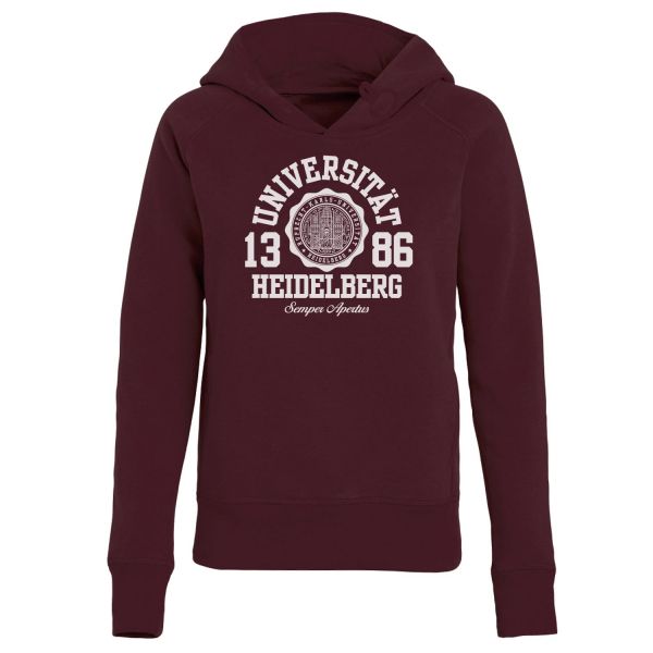Damen Organic Hooded Sweatshirt, burgundy, marshall