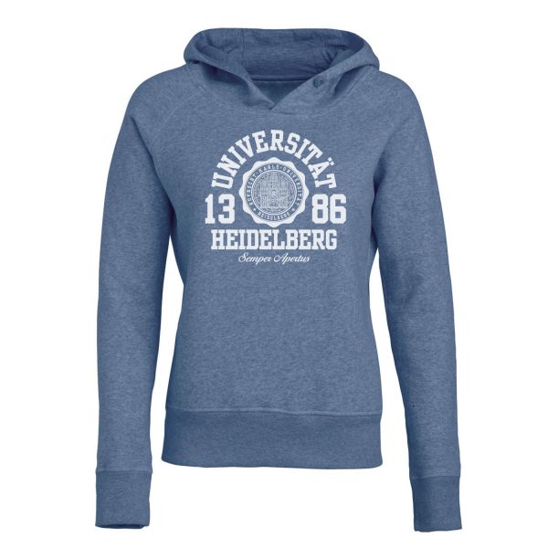 Damen Organic Hooded Sweatshirt, heather blue, marshall
