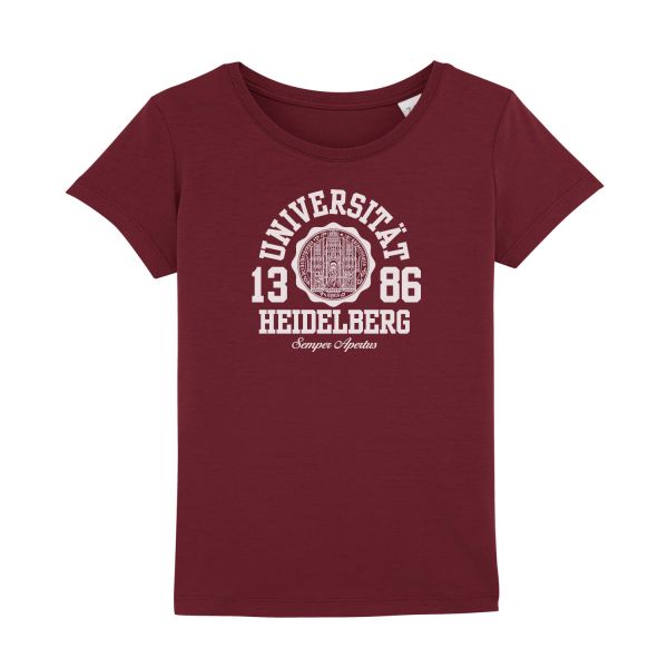 Girls Organic T-Shirt, burgundy, marshall