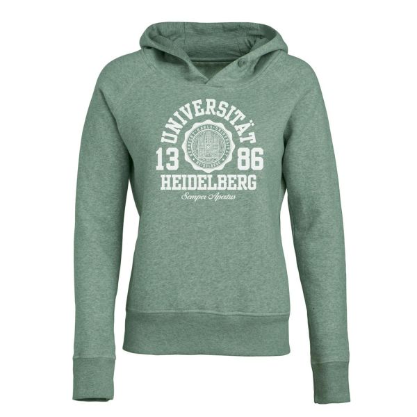 Damen Organic Hooded Sweatshirt, heather green, marshall