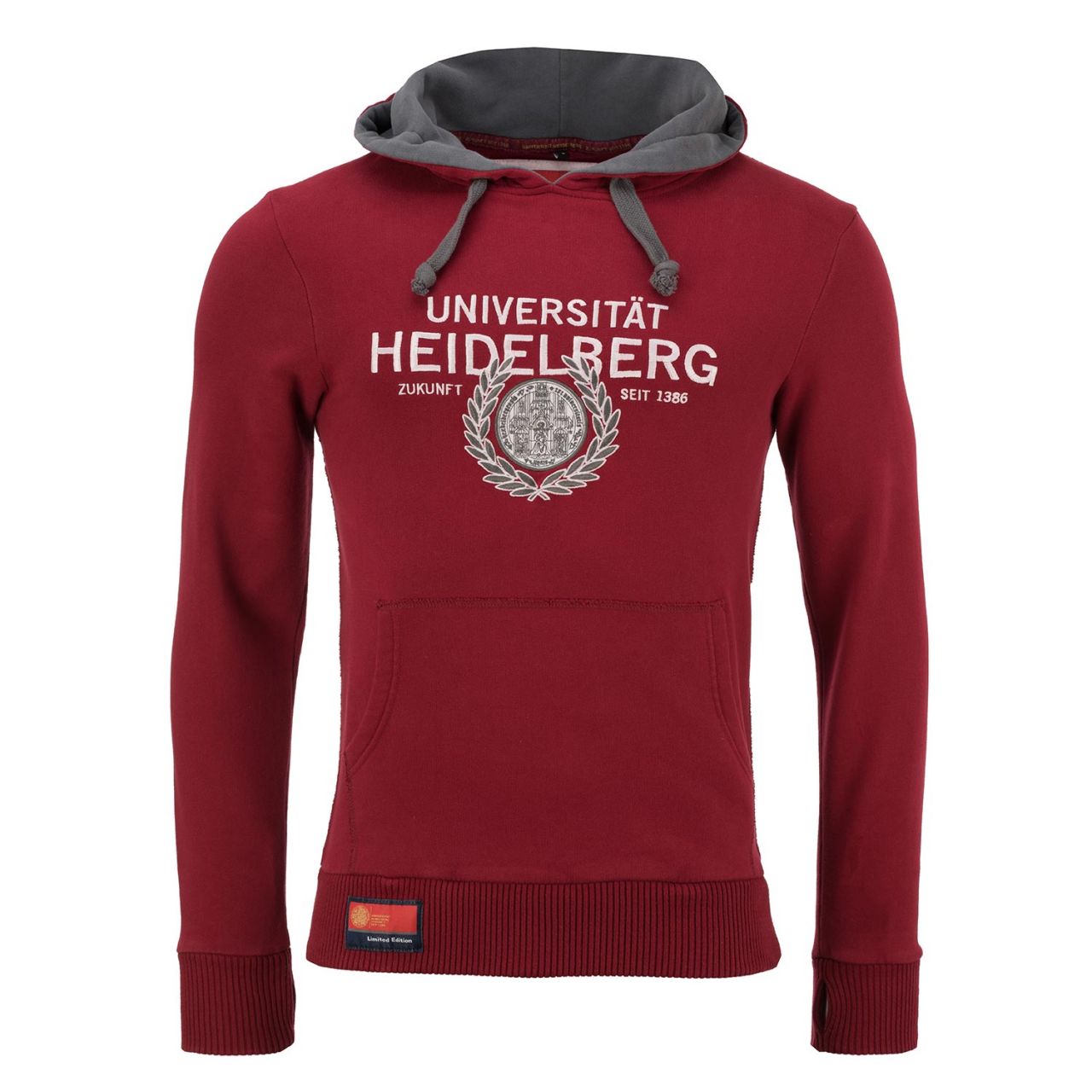 Limited Hooded Sweatshirt, burgundy/grey, exclusive