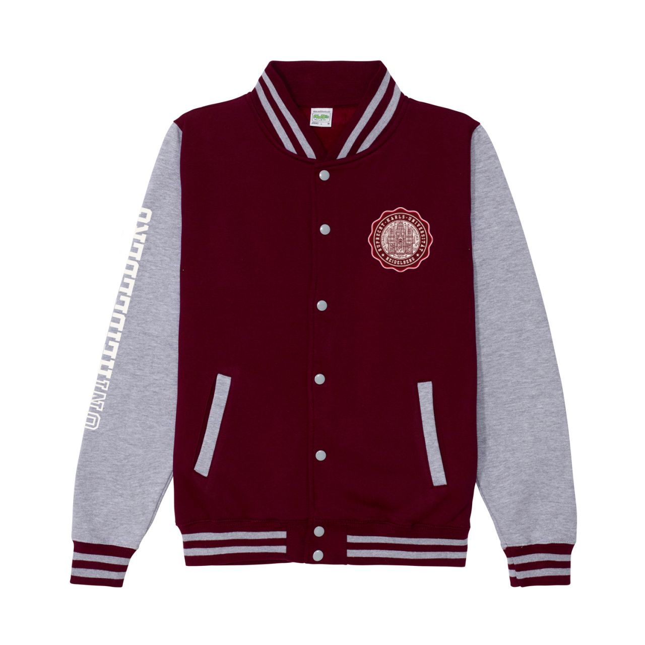 Unisex College Jacket, burgundy / heather grey, siegel