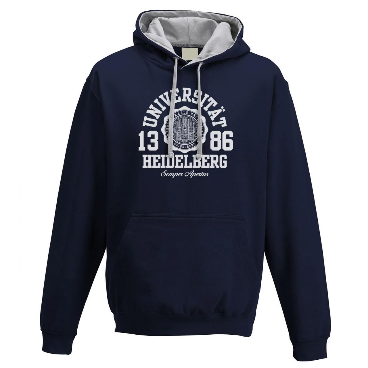 Unisex Contrast Hooded Sweatshirt, navy/grey, marshall